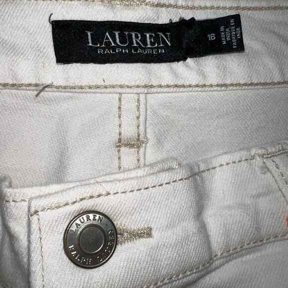 Lauren Ralph Lauren Women's Patchwork Relaxed Tapered Ankle Jeans Cream Size 16 - Picture 4 of 15